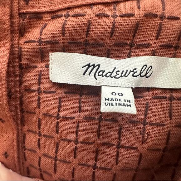 Madewell Jacquard Puff Short Sleeve Top 2022 Micro Cross Shirt N1350  Size 00 - Picture 9 of 16